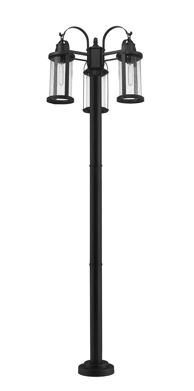 Z-Lite Roundhouse 3 Light Outdoor Post Mounted Fixture in Black 569MP3-567P-BK