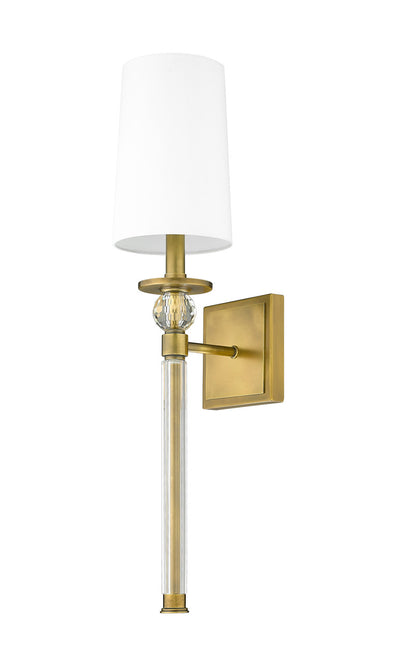 Z-Lite Mia 1 Light Wall Sconce in Rubbed Brass 805-1S-RB-WH