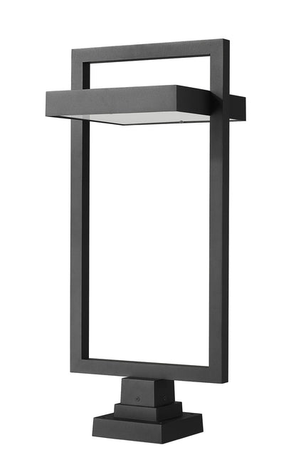 Z-Lite Luttrel 1 Light Outdoor Pier Mounted Fixture in Black 566PHXLS-SQPM-BK-LED