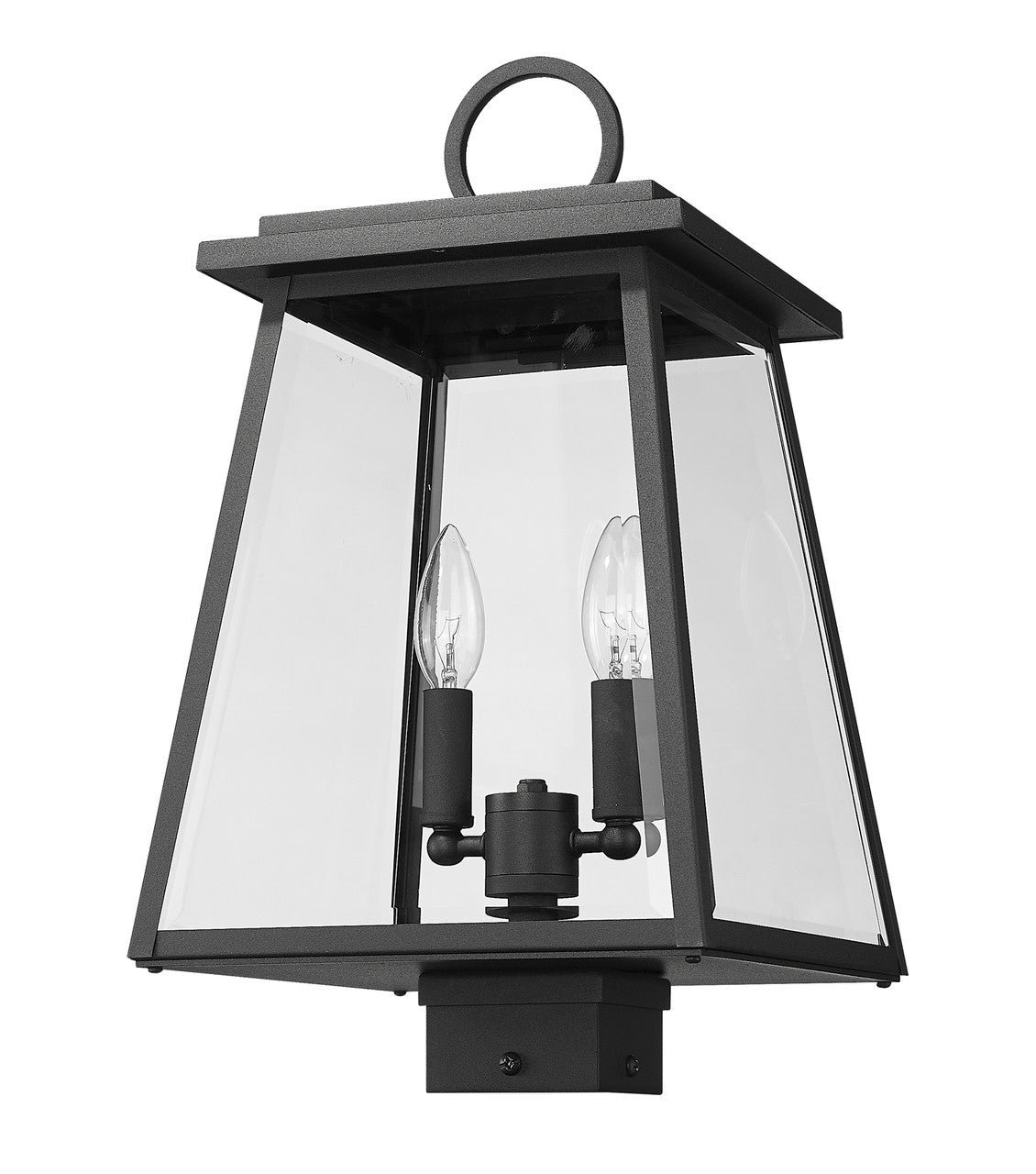 Z-Lite Broughton 2 Light Outdoor Post Mount Fixture in Black 521PHMS-BK