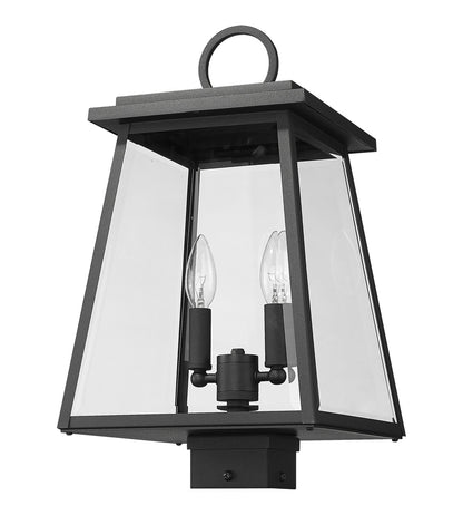 Z-Lite Broughton 2 Light Outdoor Post Mount Fixture in Black 521PHMS-BK