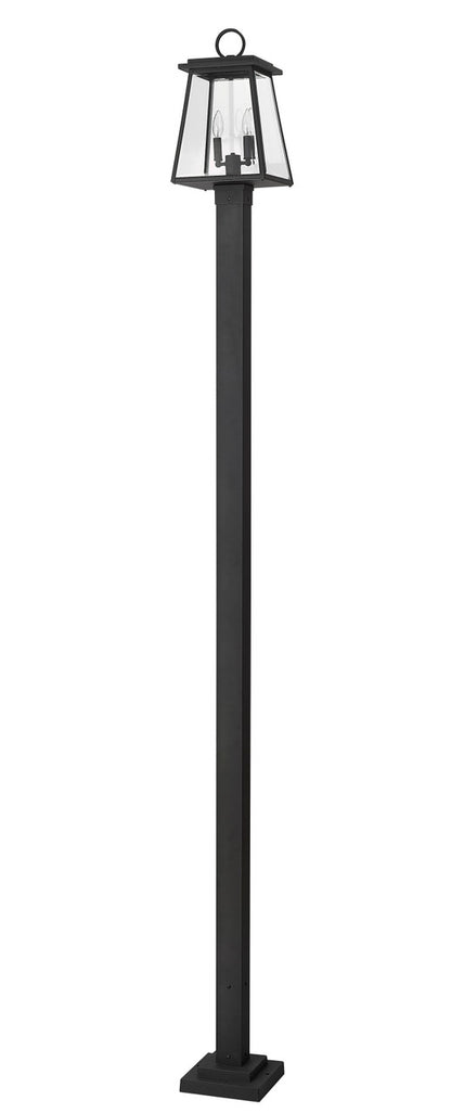 Z-Lite Broughton 2 Light Outdoor Post Mounted Fixture in Black 521PHMS-536P-BK