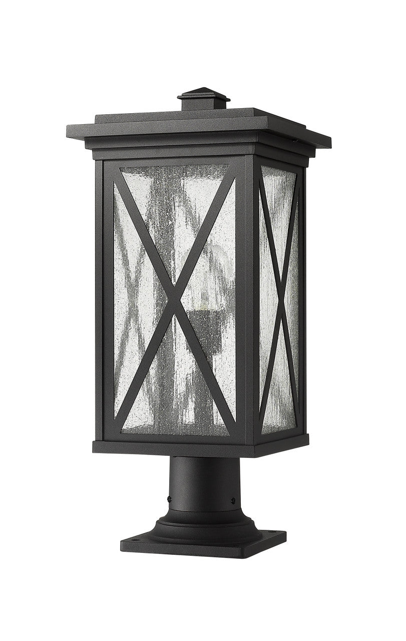 Z-Lite Brookside 1 Light Outdoor Pier Mounted Fixture in Black 583PHBR-533PM-BK