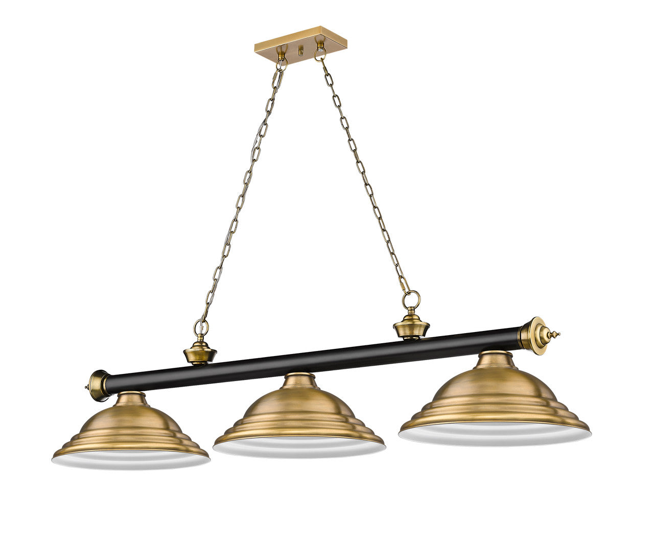 Z-Lite Cordon 3 Light Billiard in Matte Black + Rubbed Brass 2306-3MB-RB-SRB