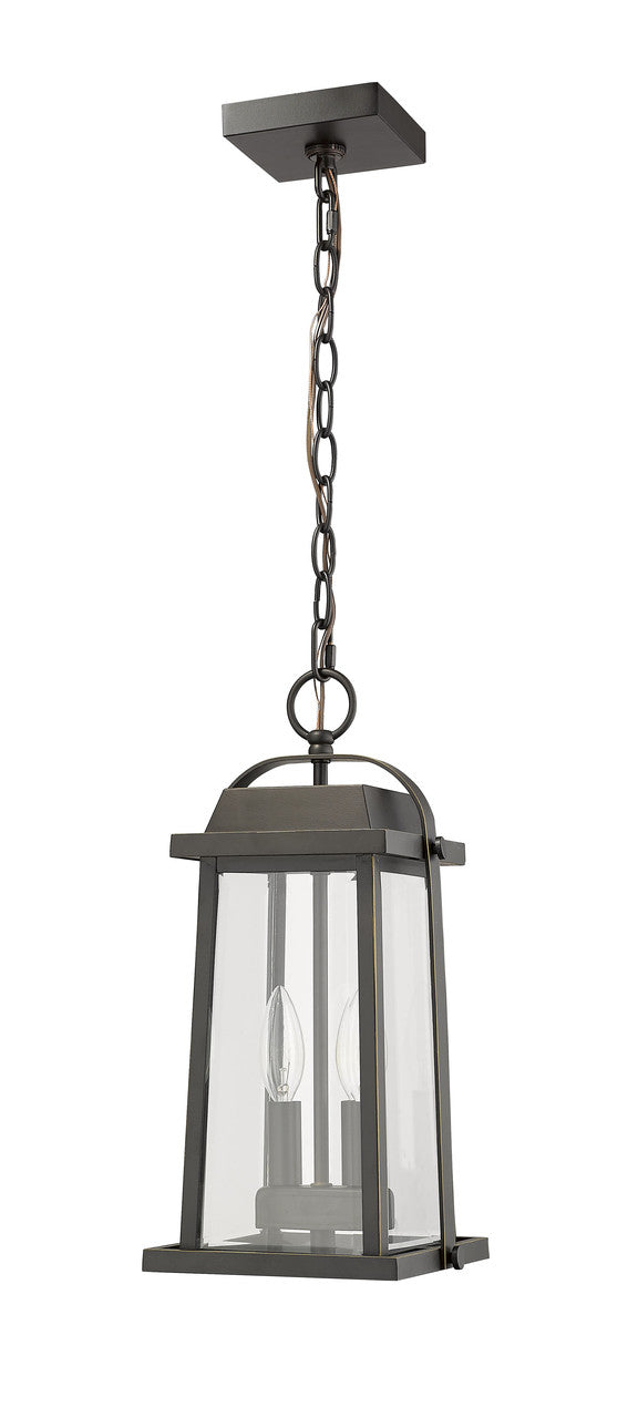 Z-Lite Millworks 2 Light Outdoor Chain Mount Ceiling Fixture in Oil Rubbed Bronze 574CHM-ORB