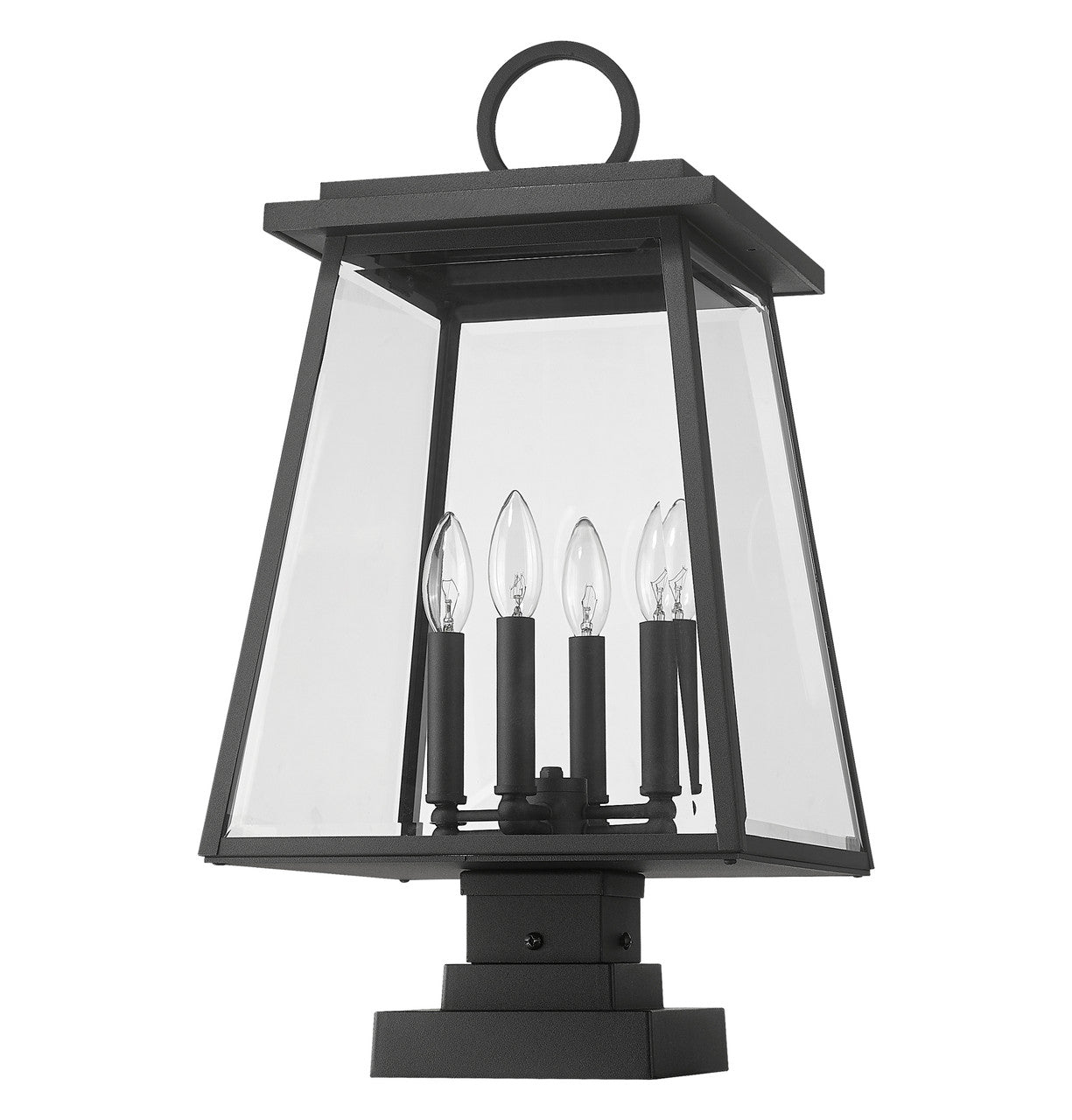 Z-Lite Broughton 4 Light Outdoor Pier Mounted Fixture in Black 521PHBS-SQPM-BK