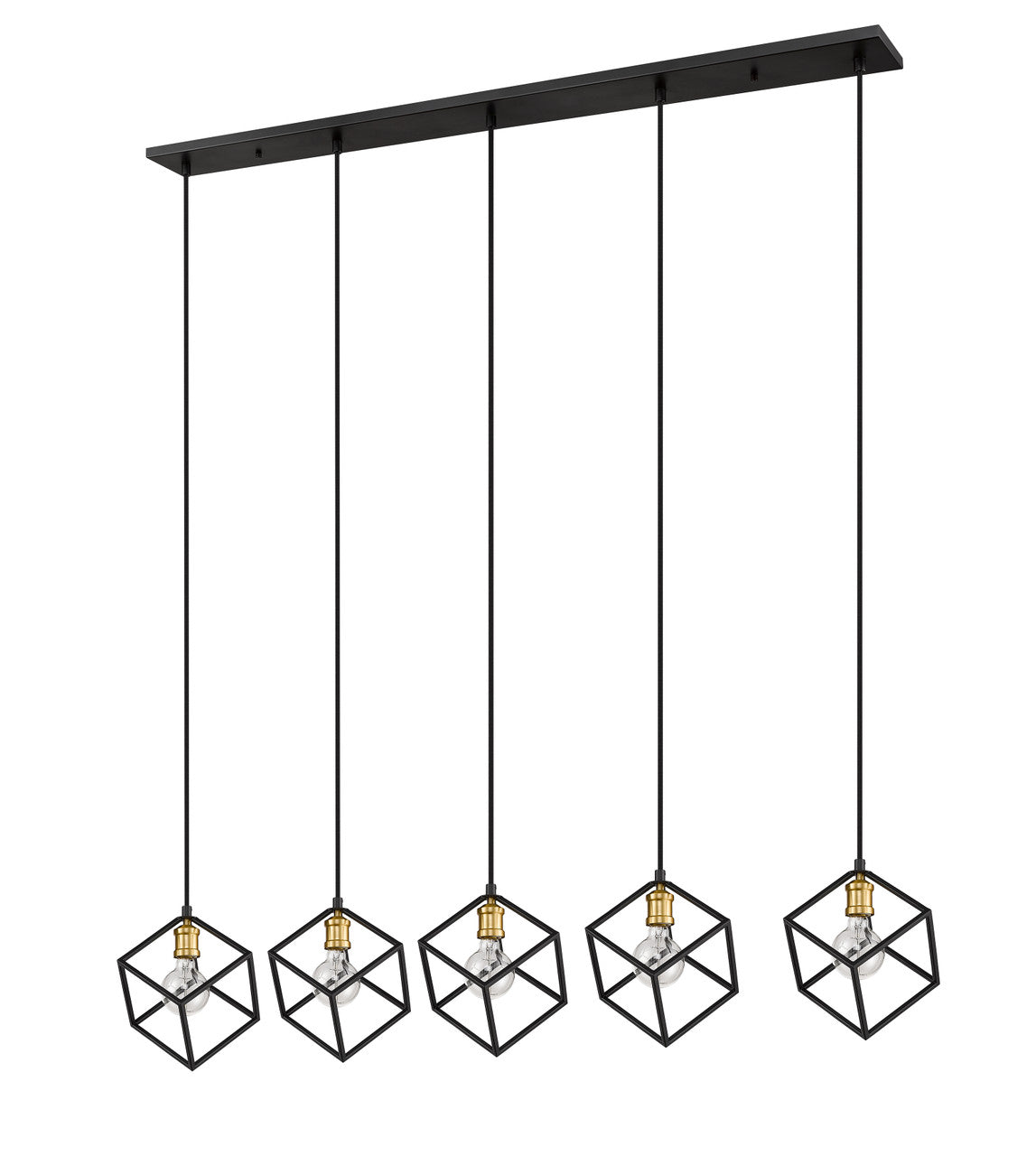 Z-Lite Vertical 5 Light Linear Chandelier in Bronze + Olde Brass 478-5L-BRZ-OBR