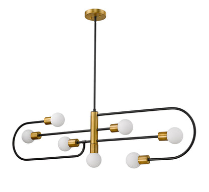 Z-Lite Neutra 7 Light Linear Chandelier in Matte Black + Foundry Brass 621-7L-MB-FB