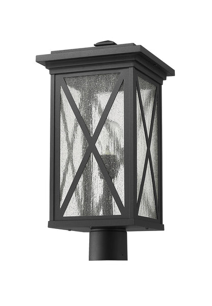 Z-Lite Brookside 1 Light Outdoor Post Mount Fixture in Black 583PHBR-BK