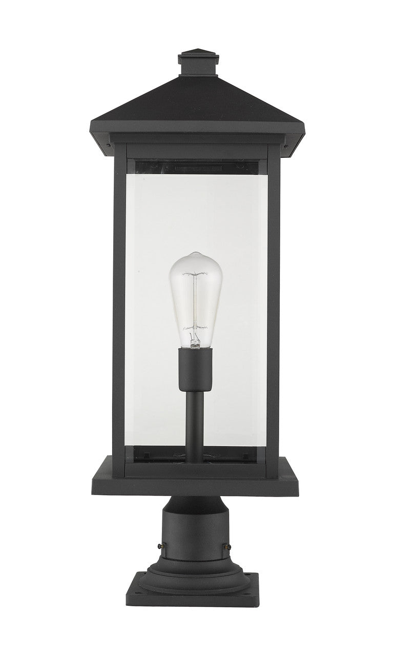 Z-Lite Portland 1 Light Outdoor Pier Mounted Fixture in Black 531PHBXLR-533PM-BK