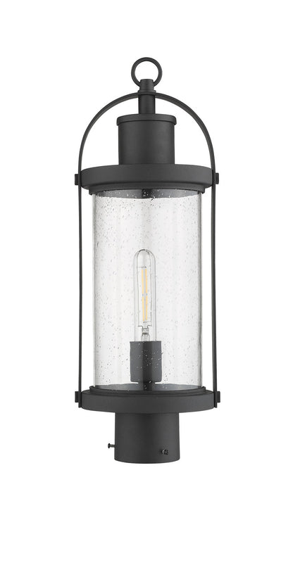 Z-Lite Roundhouse 1 Light Outdoor Post Mount Fixture in Black 569PHM-BK