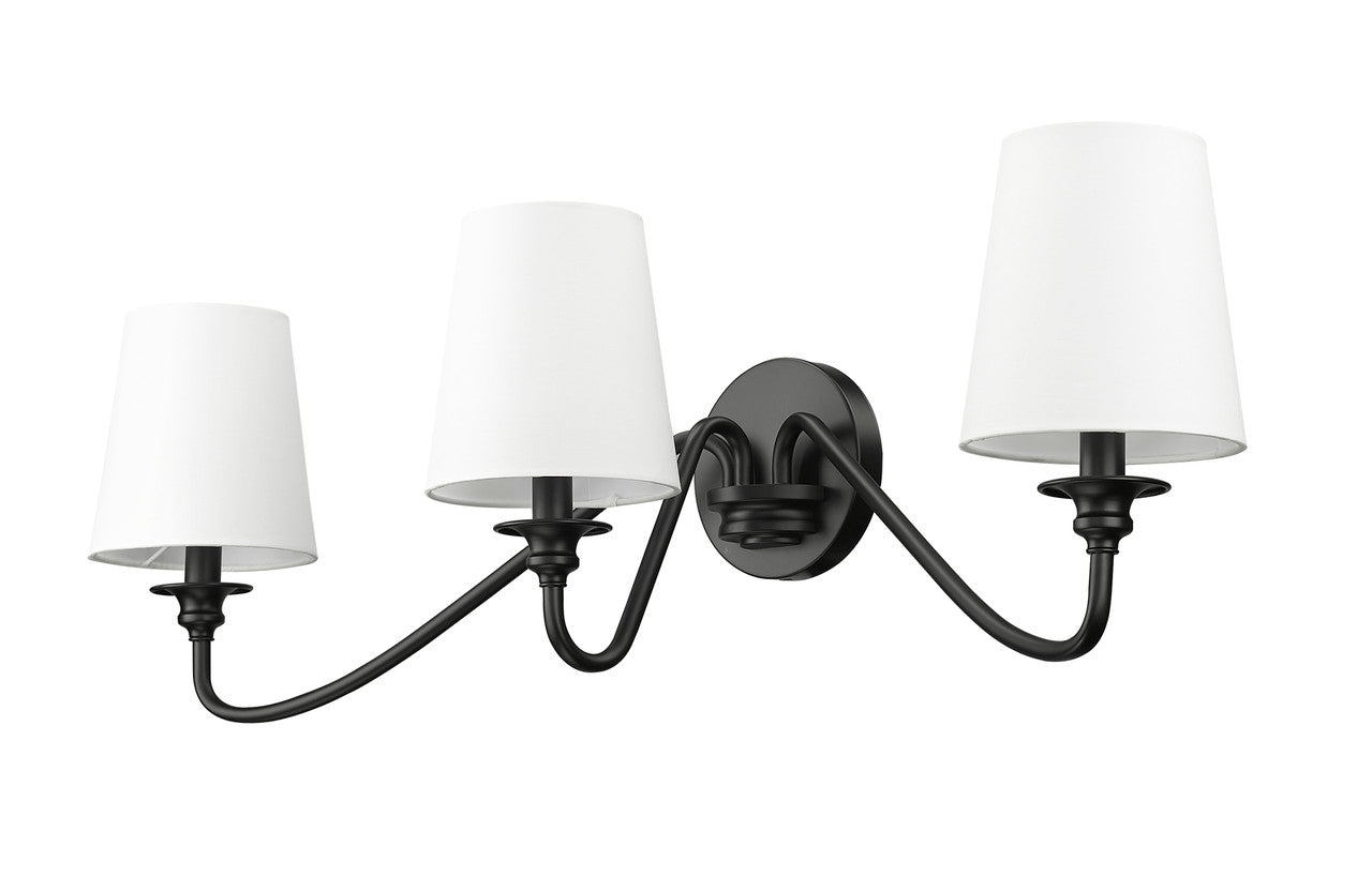 Z-Lite Gianna 3 Light Wall Sconce in Matte Black 7509-3S-MB