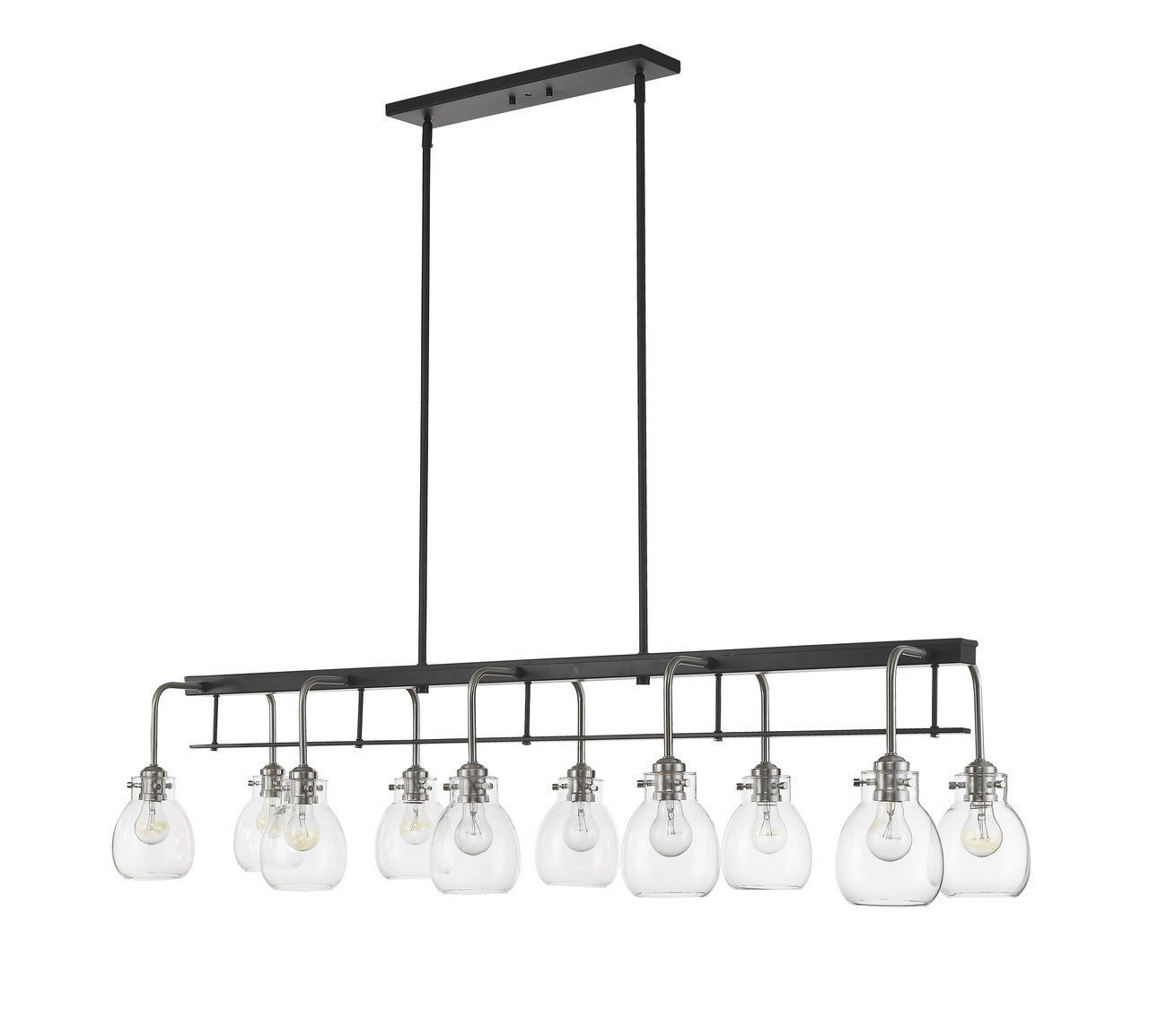 Z-Lite Kraken 10 Light Linear Chandelier in Matte Black + Brushed Nickel 466-10L-MB-BN