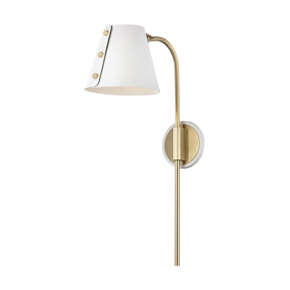 Mitzi 1 Light Plug-in Sconce in Aged Brass/Soft Off White HL174201-AGB/WH