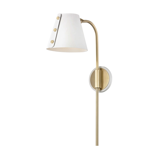 Mitzi 1 Light Plug-in Sconce in Aged Brass/Soft Off White HL174201-AGB/WH