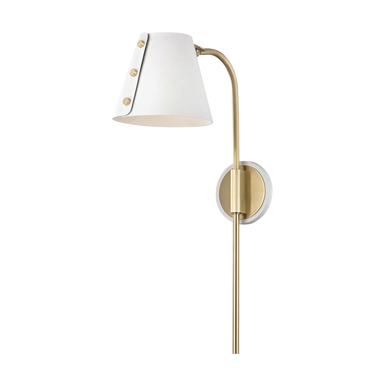 Mitzi 1 Light Plug-in Sconce in Aged Brass/Soft Off White HL174201-AGB/WH