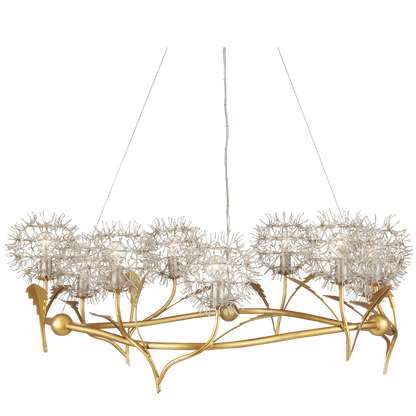 Currey & Co. Dandelion 38" Silver & Gold 9-Light Chandelier 9000-1080