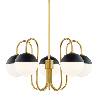 Mitzi 5 Light Chandelier in Aged Brass/Black H344805-AGB/BK