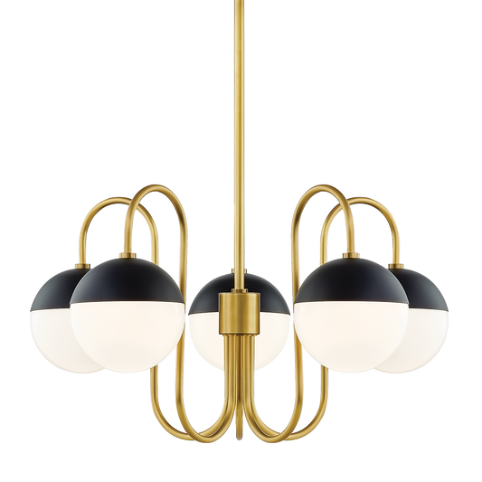 Mitzi 5 Light Chandelier in Aged Brass/Black H344805-AGB/BK