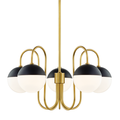 Mitzi 5 Light Chandelier in Aged Brass/Black H344805-AGB/BK