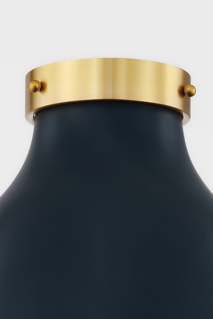 Hudson Valley Lighting Painted No. 3 Flush Mount in Aged Brass/darkest Blue MDS360-AGB/DBL