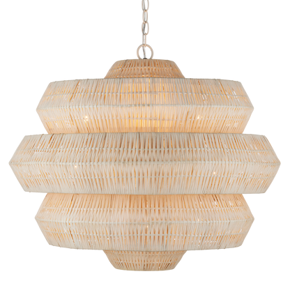 Currey & Co. Antibes 30" White Rattan 9-Light Chandelier 9000-1134