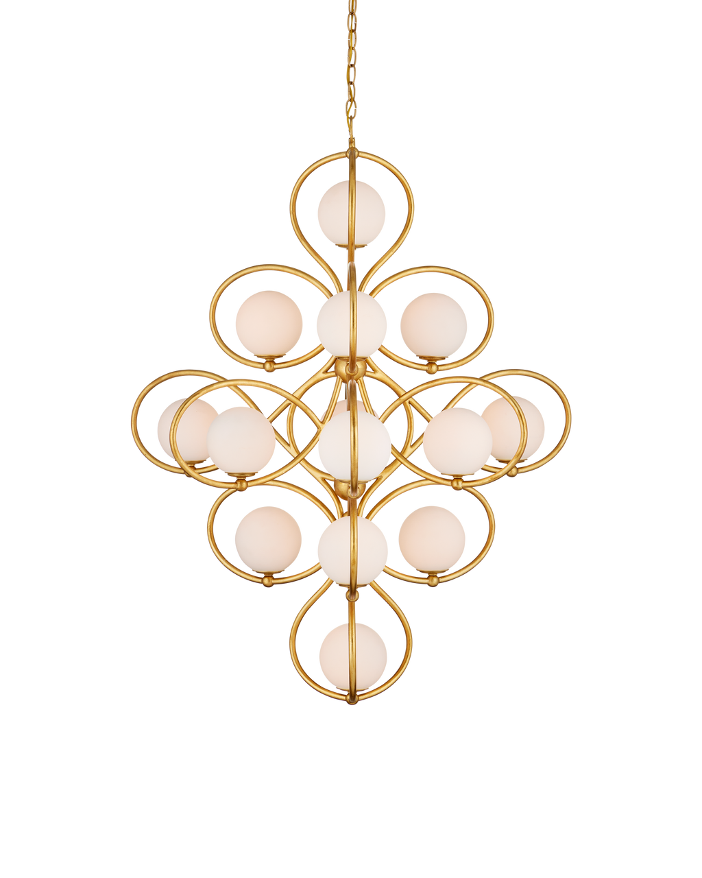 Currey & Co Storrs Chandelier in Contemporary Gold Leaf/Contemporary Gold/White 9000-1216