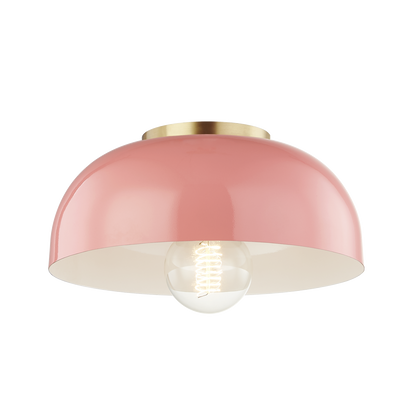 Mitzi 1 Light Flush Mount in Aged Brass/Pink H199501S-AGB/PK