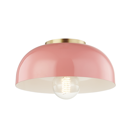 Mitzi 1 Light Flush Mount in Aged Brass/Pink H199501S-AGB/PK