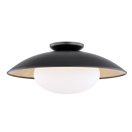 Mitzi 1 Light Semi Flush in Black Lustro/Gold Leaf Combo H368601L-BLK/GL