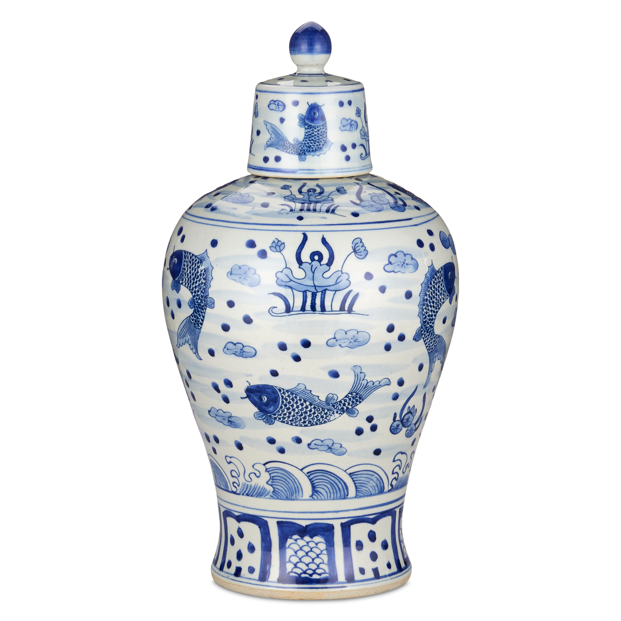 Currey & Co. 16" South Sea Blue & White Meiping Jar 1200-0842