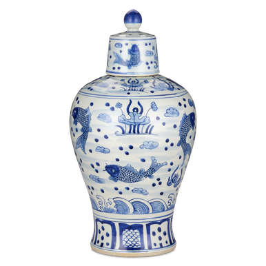 Currey & Co. South Sea Blue & White Meiping Medium Jar 1200-0842