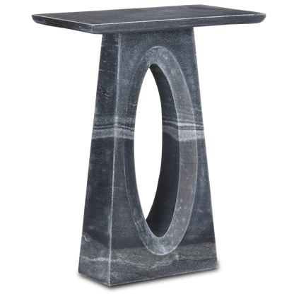 Currey & Co. 18" Demi Black Bheslana Marble Side Table 3000-0243