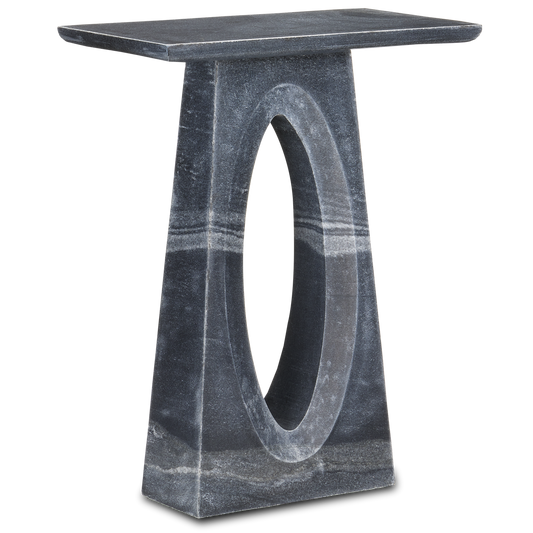 Currey & Co. 18" Demi Black Bheslana Marble Side Table 3000-0243