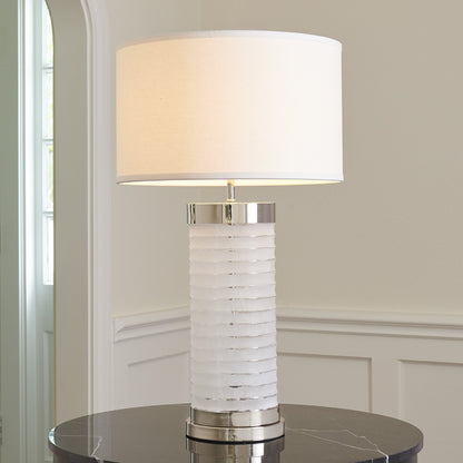 Global Views Chiseled Glass Lamp Nickel 8.82482