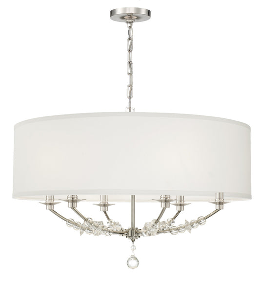 Crystorama Mirage 6 Light Polished Nickel Drum Shade Chandelier 8006-PN