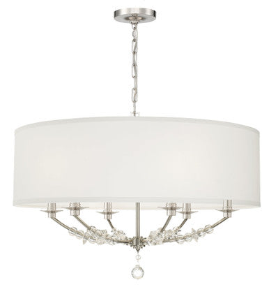 Crystorama Mirage 6 Light Polished Nickel Drum Shade Chandelier 8006-PN