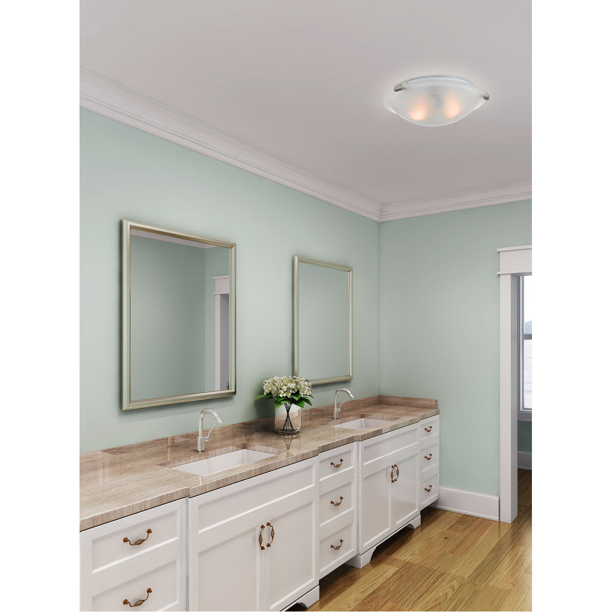 Livex Lighting Oasis Collection 2 Light Brushed Nickel Ceiling Mount in Brushed Nickel 8010-91