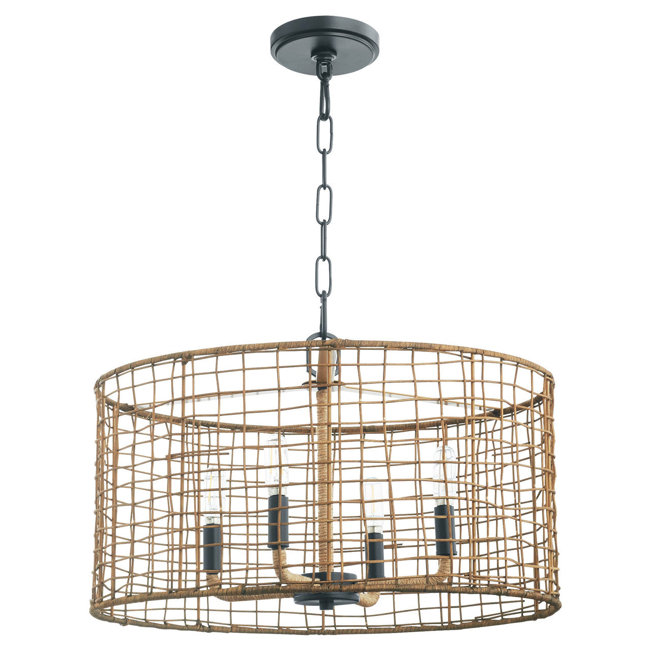 Quorum  Abaca 4 Light Pendant - Matte Black 8023-4-59