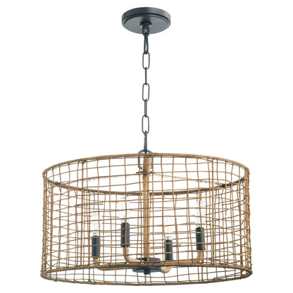 Quorum  Abaca 4 Light Pendant - Matte Black 8023-4-59