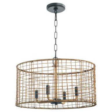 Quorum  Abaca 4 Light Pendant - Matte Black 8023-4-59