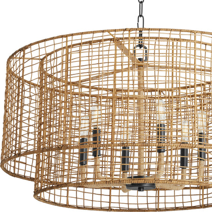 Quorum  Abaca 6 Light Pendant - Matte Black   8023-6-59