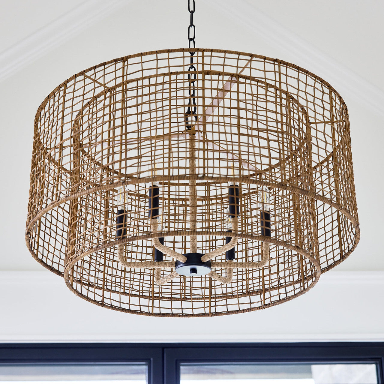 Quorum  Abaca 6 Light Pendant - Matte Black   8023-6-59