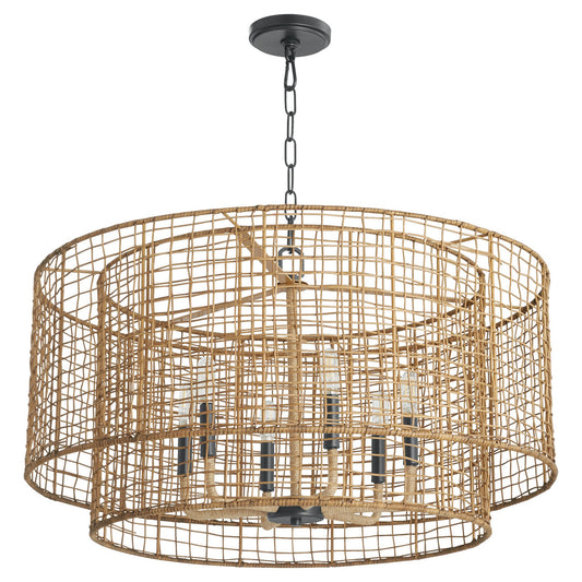 Quorum  Abaca 6 Light Pendant - Matte Black   8023-6-59