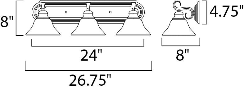 Maxim Pacific 3-Light Bath Vanity in Kentucky Bronze 8023WSKB