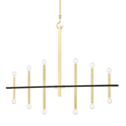 Mitzi 12 Light Chandelier in Aged Brass/Black H296812-AGB/BK