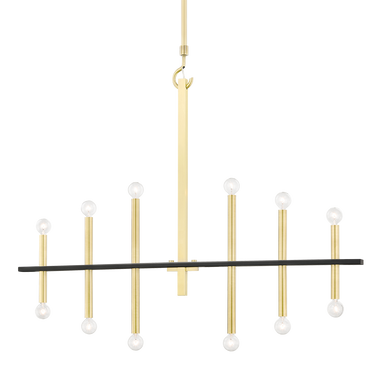 Mitzi 12 Light Chandelier in Aged Brass/Black H296812-AGB/BK