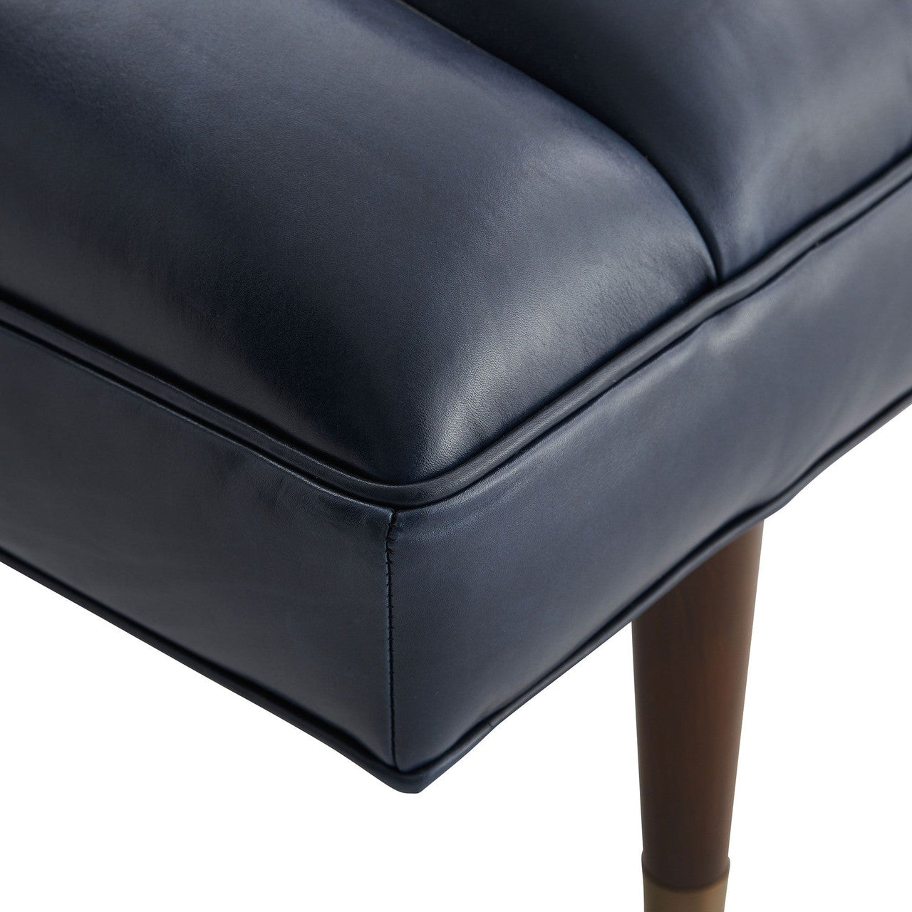 Arteriors Home Christophe Bench Indigo Leather Dark Walnut 8069