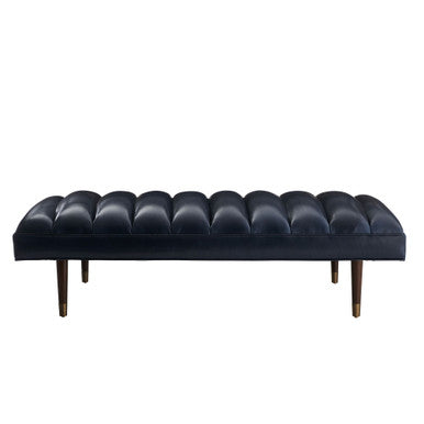 Arteriors Home Christophe Bench Indigo Leather Dark Walnut 8069