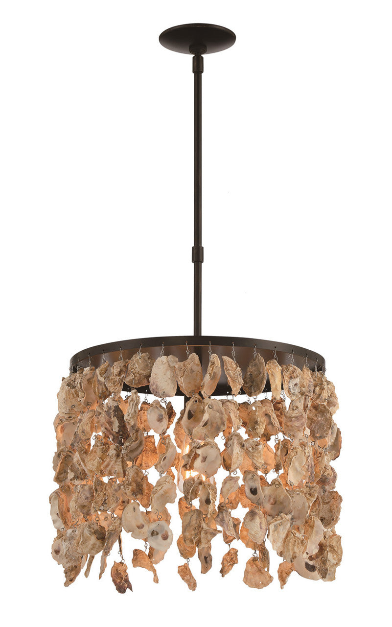 Lumanity Lighting Newport Natural Oyster Shell Pendant in Painted Oil Rubbed Bronze  L090-0032